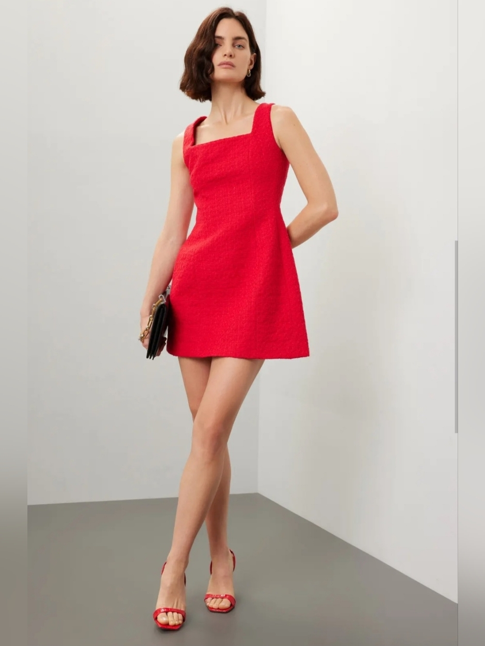 MAJE RED TWEED MINI Cotton DRESS SIZE 36 US 2-4 MSRP $383
